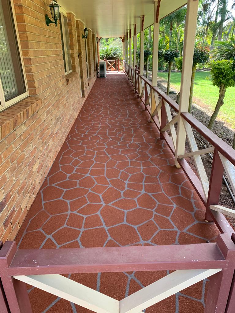 stencilled concrete porch